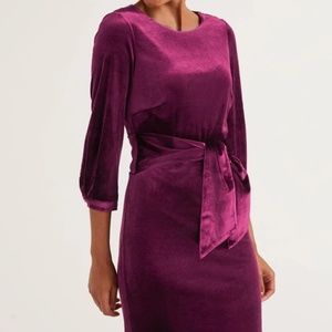 NWT BODEN Juliana J0552 Velvet Dress Size 6R Wine Color 3/4 Sleeves Fully Lined